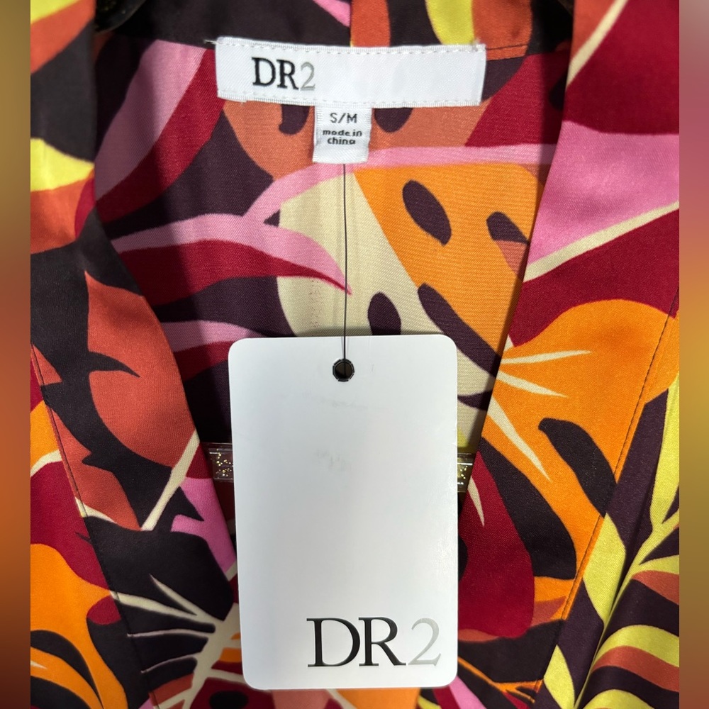 DR2 by Daniel Rainn Foliage Print Satin Kimono/Coverup--NWT--S/M - Picture 2 of 14